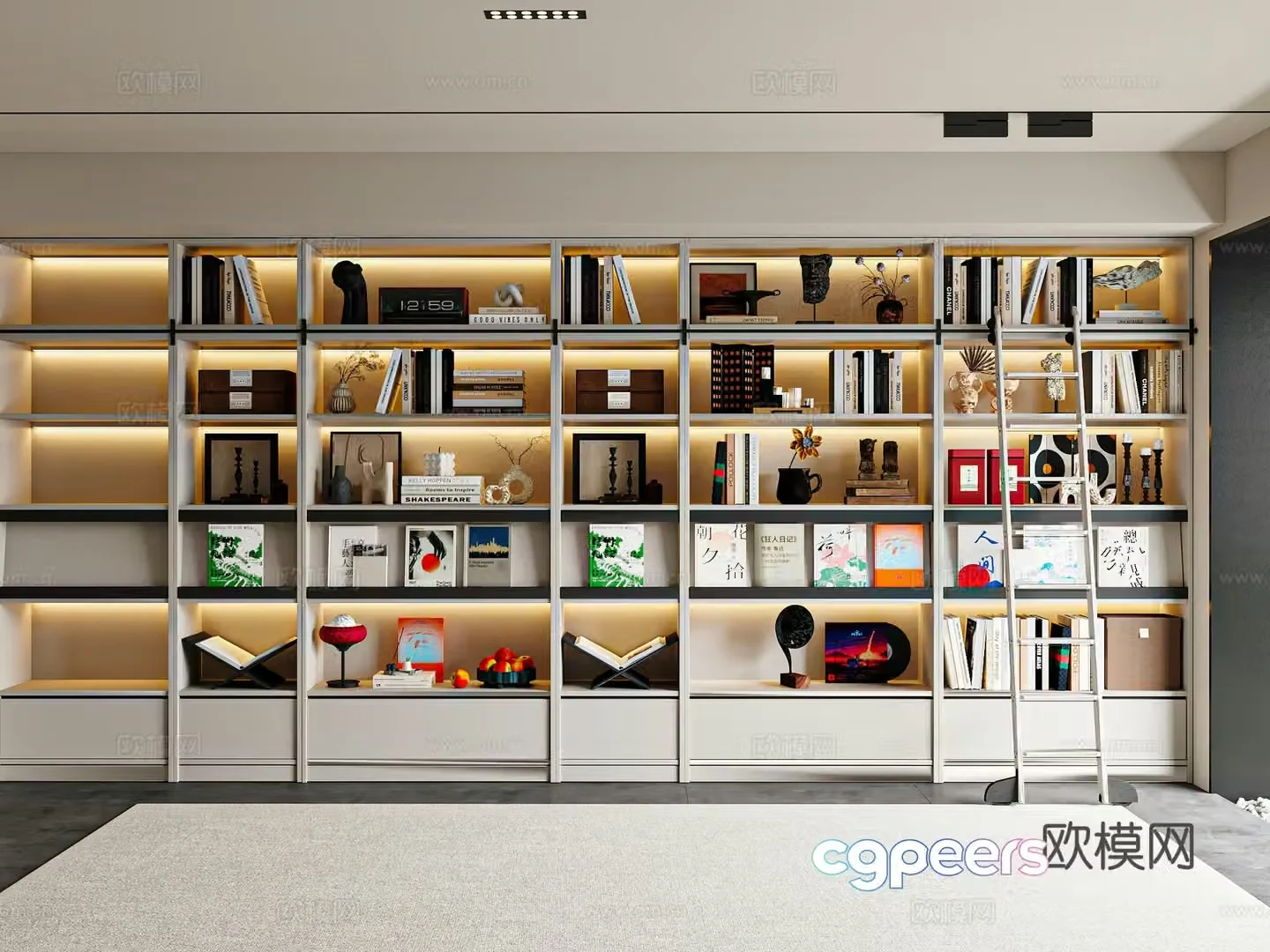 Modern bookcase wall-wide bookcase study bookcase children’s bookcase 3D model