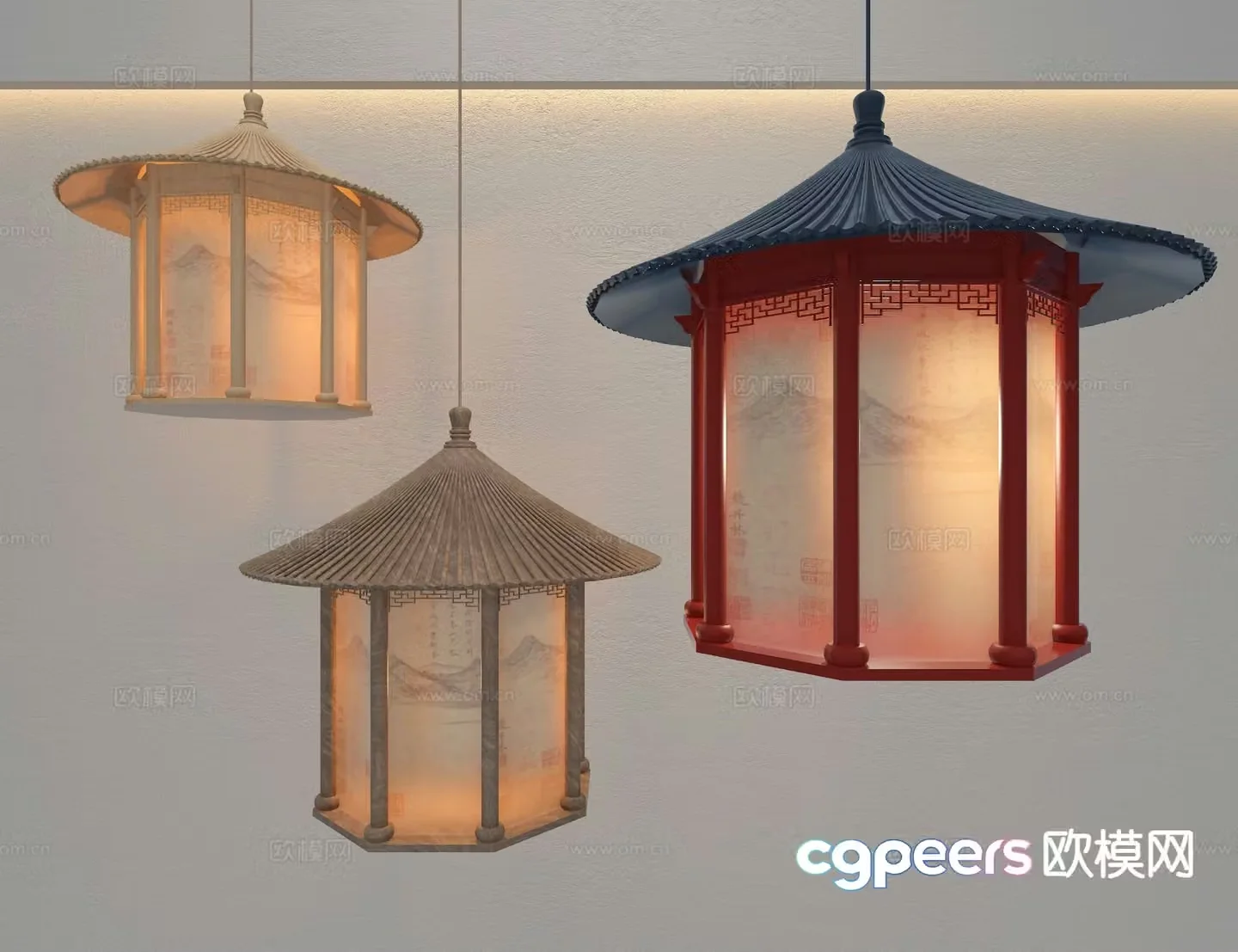 New Chinese style chandelier 3d model