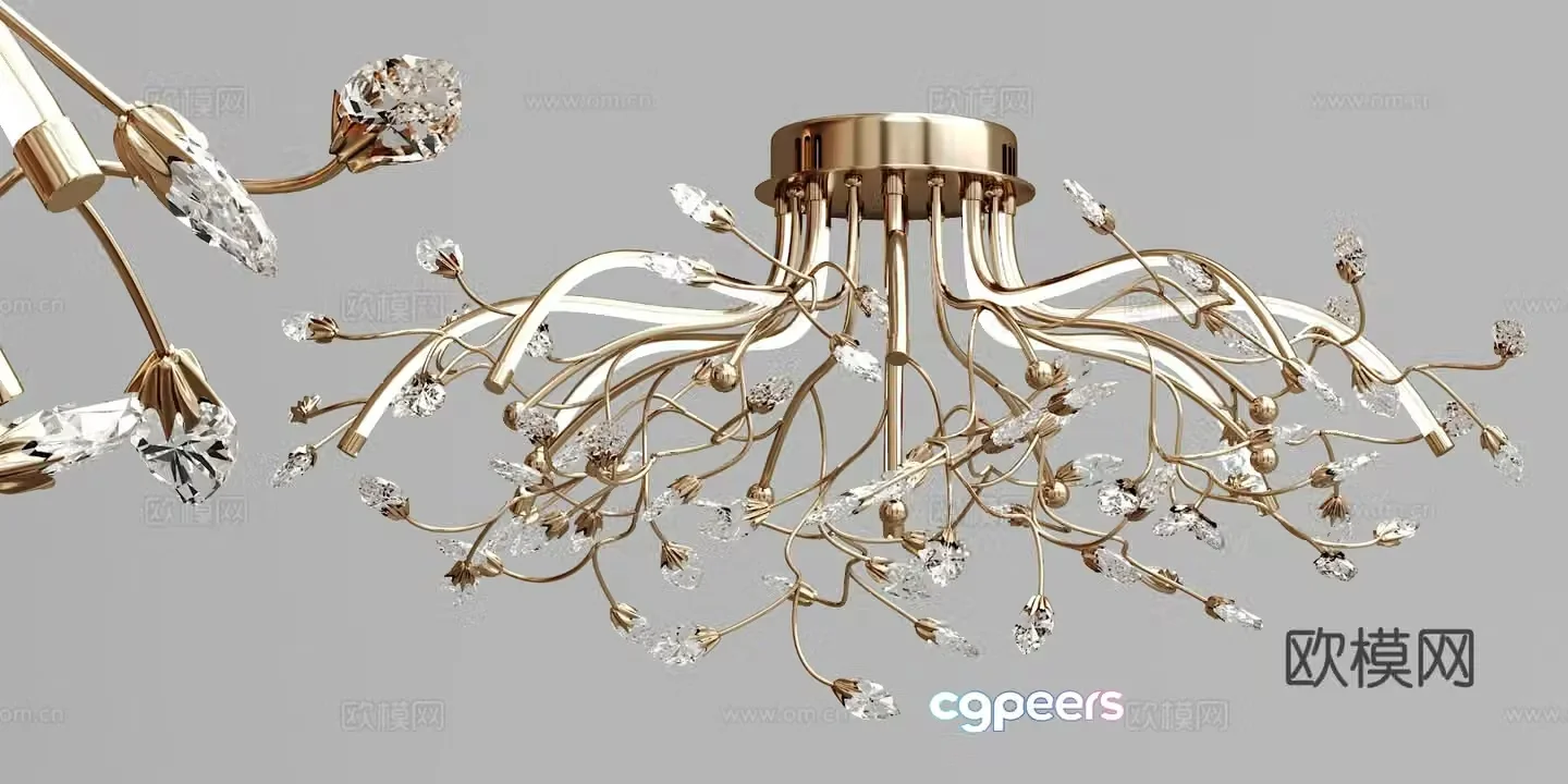 Light luxury chandelier 3d model