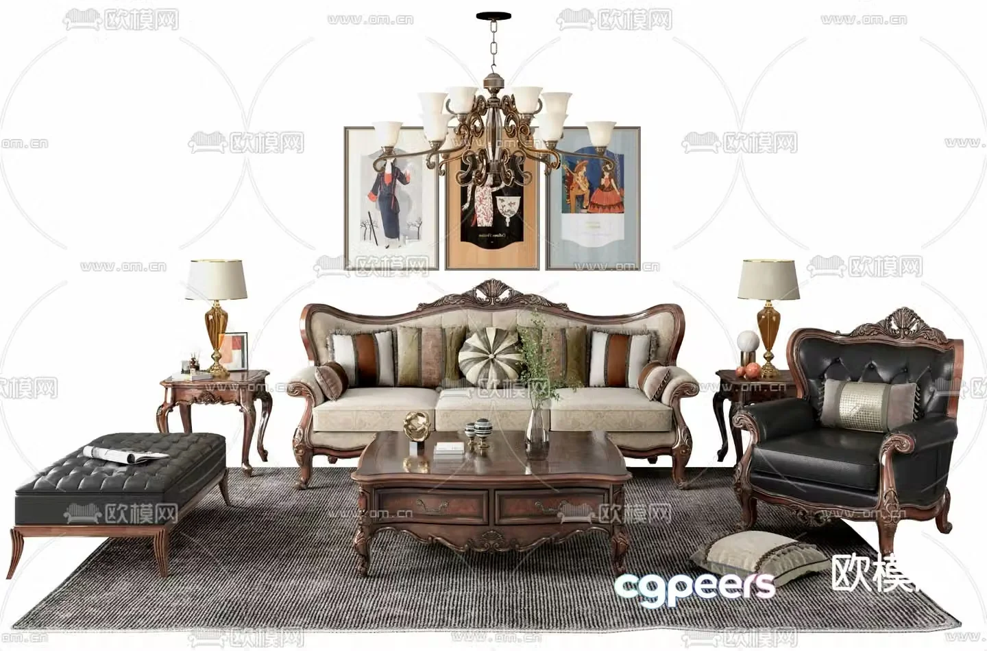 American modular sofa 3d model