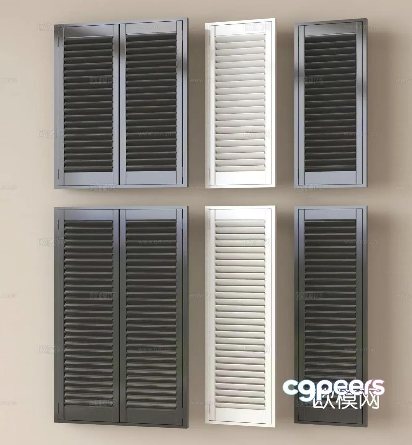 Modern window blinds casement blinds 3d model