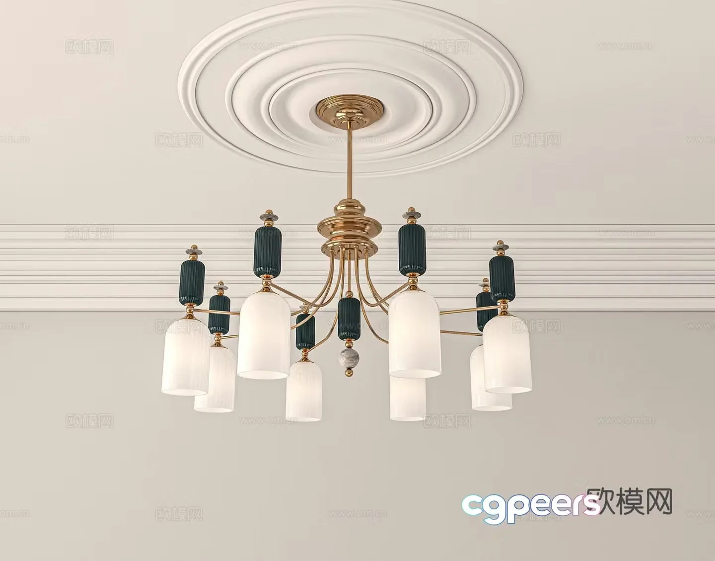 French light luxury living room chandeliers 3D model
