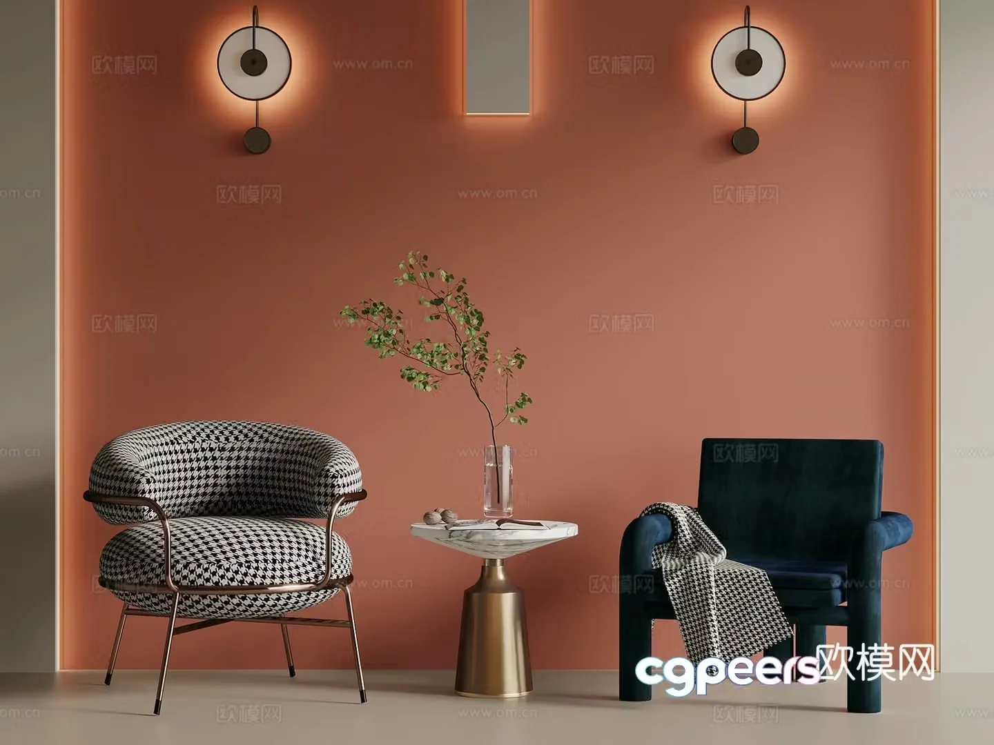 Light luxury Italian leisure chair book chair cloth chair leather chair sofa chair 3d model