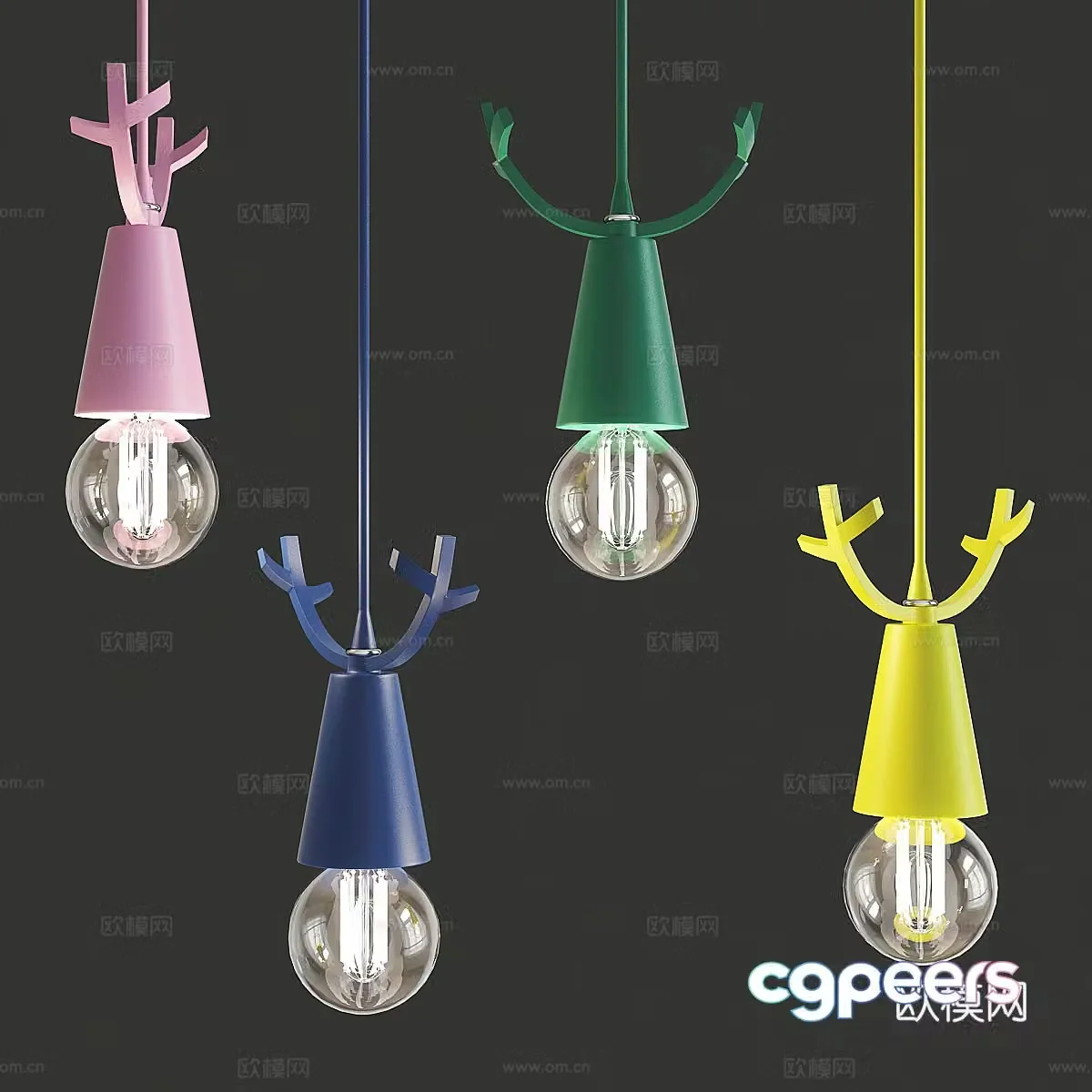Modern art children cartoon chandeliers 3d model