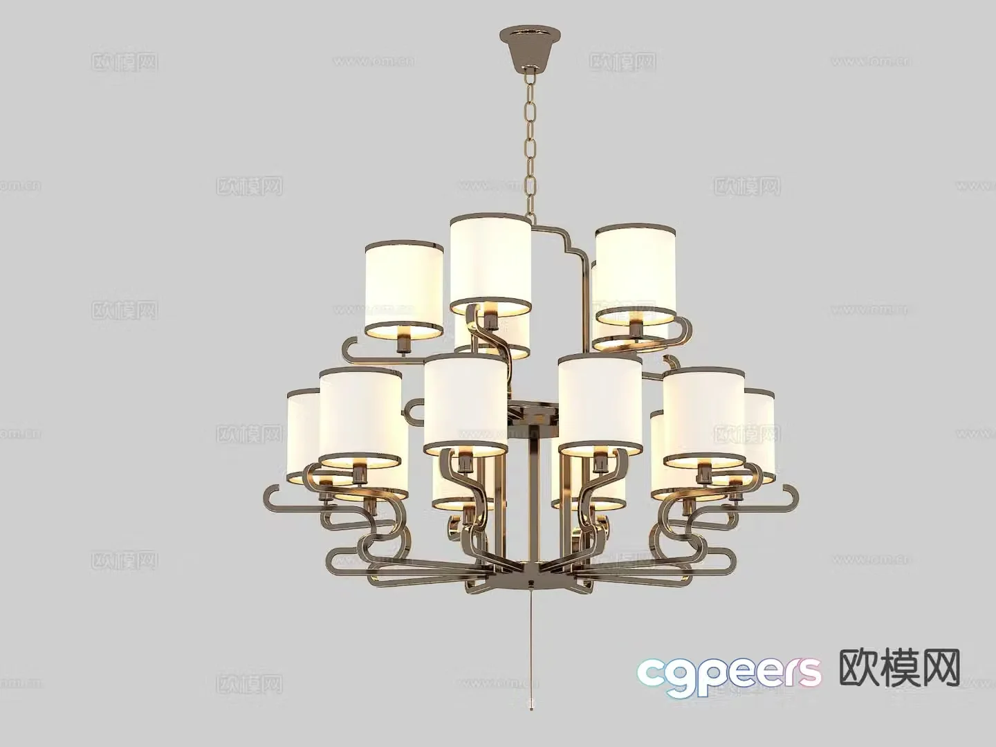 Chinese style chandelier multi-head chandelier 3d model
