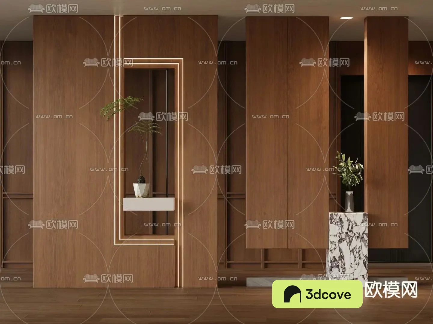 Middle-aged style entrance partition 3D model