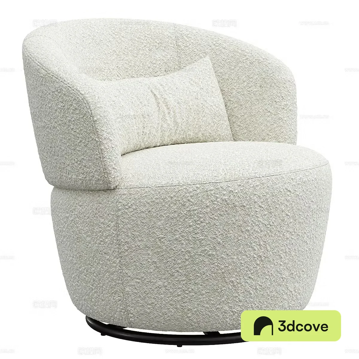 Modern Italian Amber BouclÃ© swivel chair 3d model
