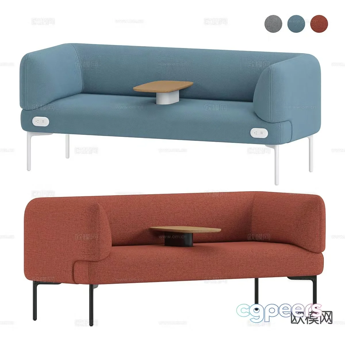 Modern double sofa booth sofa 3d model