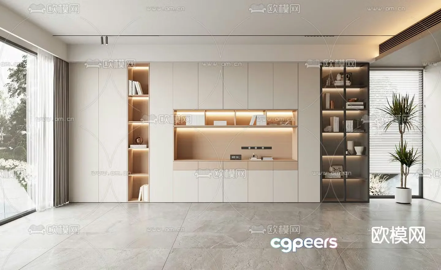 Modern bookcase storage cabinet storage cabinet 3d model