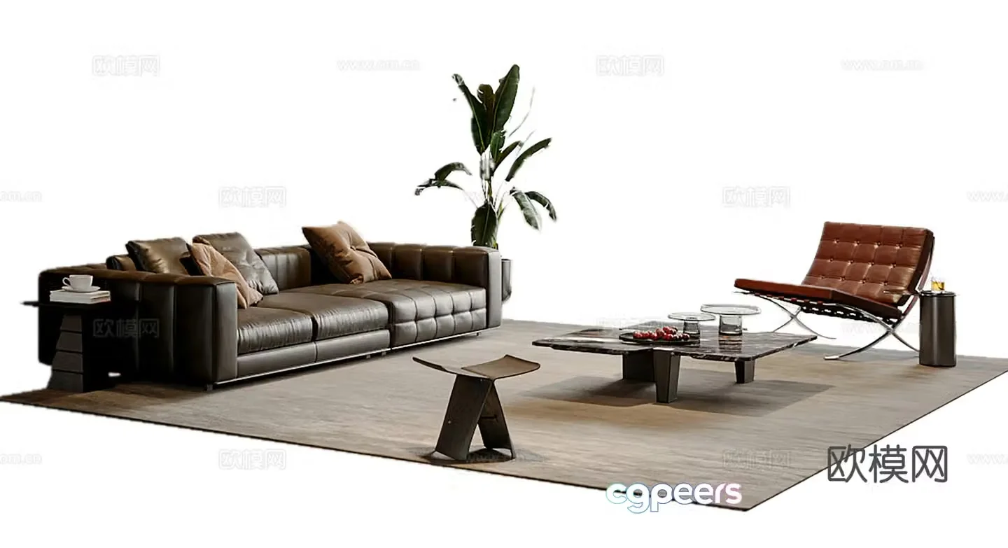 Italian sectional sofa 3d model