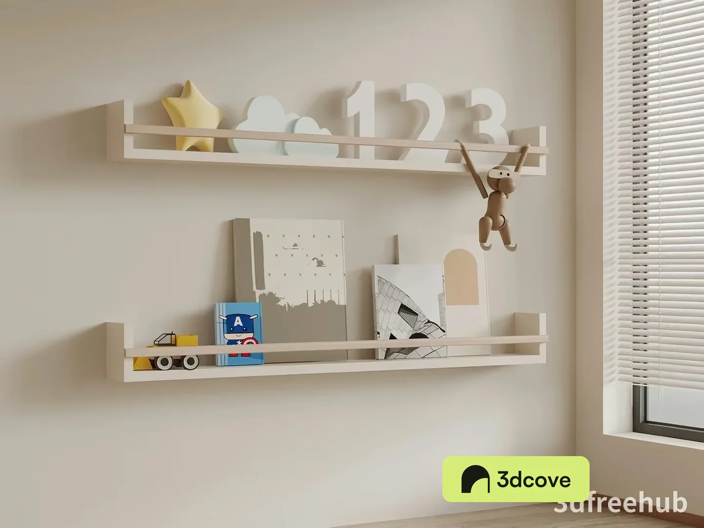 A Minimalist White Shelf With Various Decorative Items