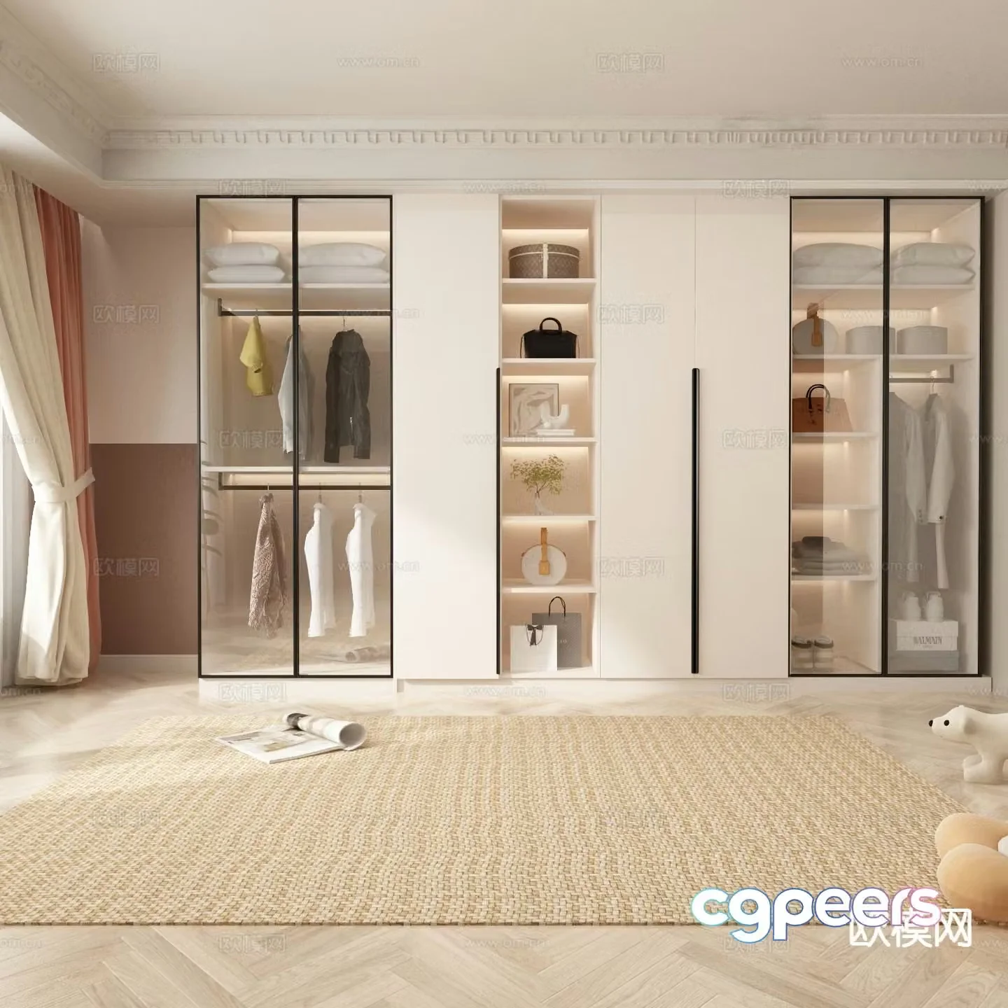 Cream style wardrobe wardrobe 3d model