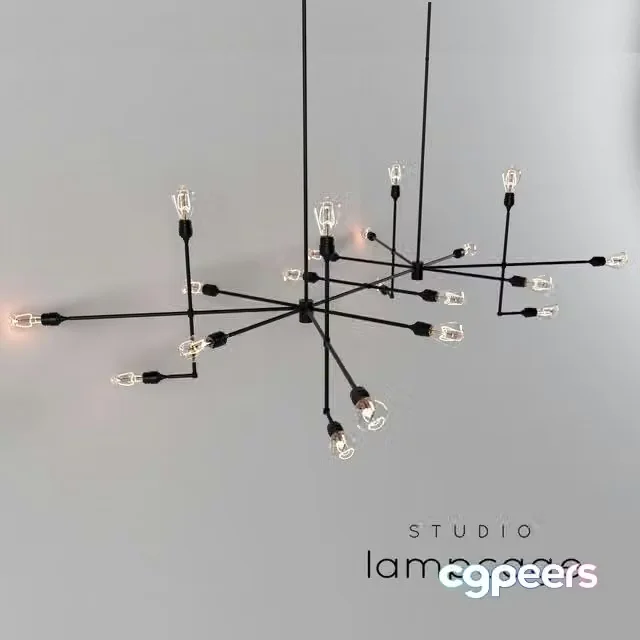 3ds Max Free – Industrial bar by Lamp Cage Chandelier black v2