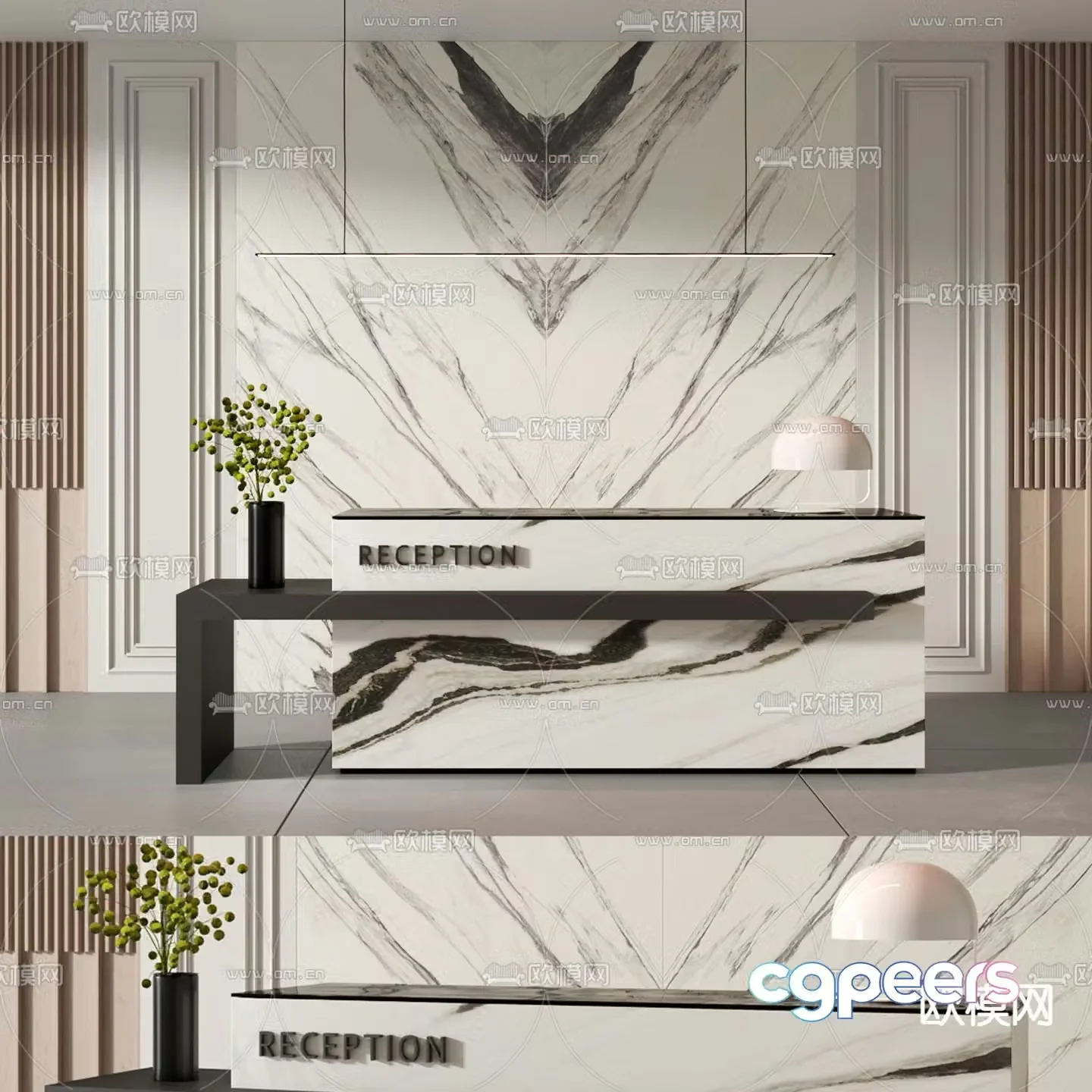 Front desk reception desk service desk 3d model