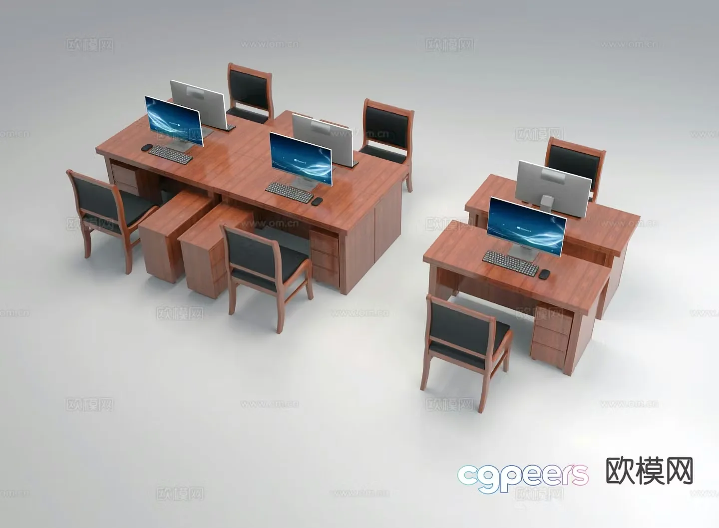 Chinese desk work station 3d model