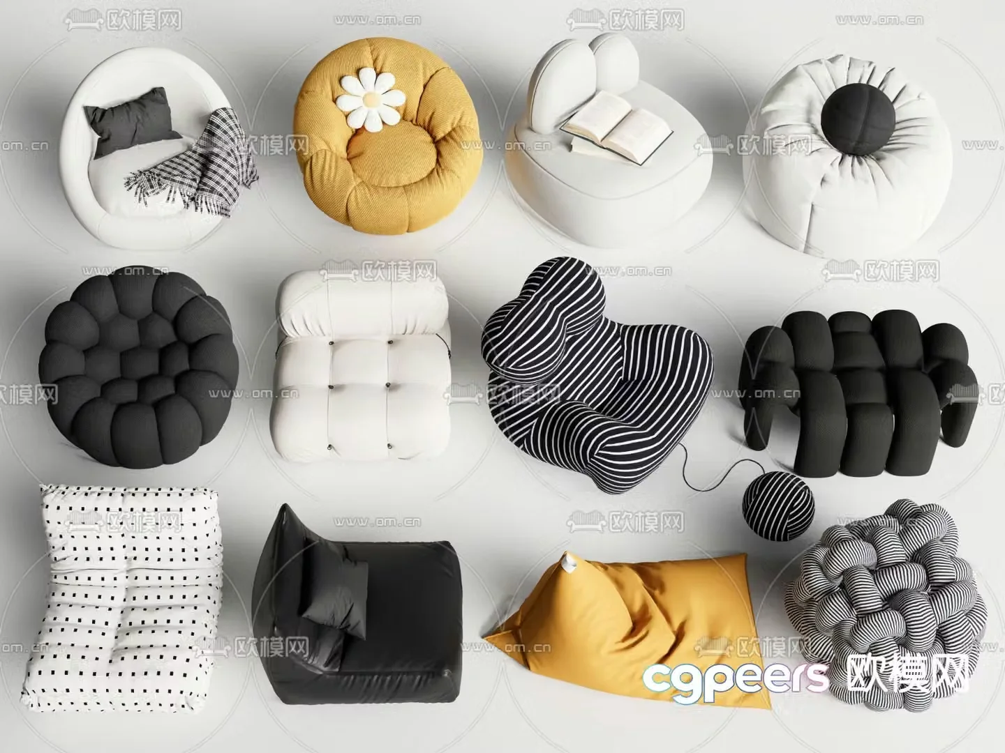 Beanbag sofa single sofa 3D model