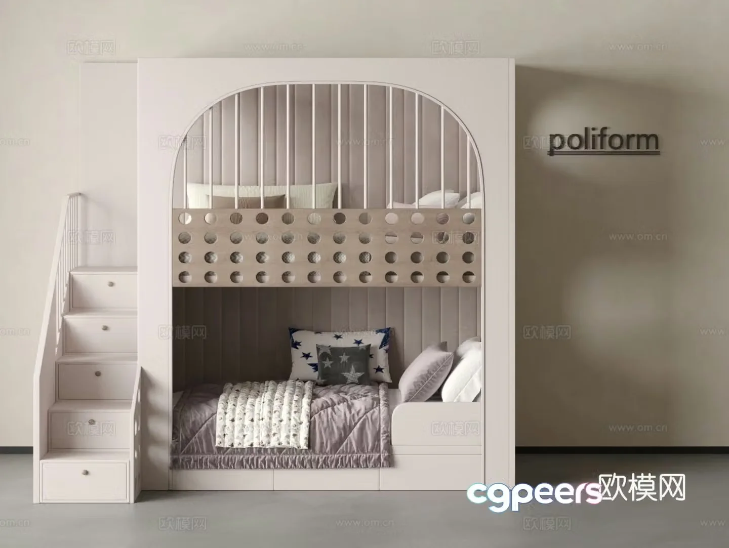 Modern children’s bed daughter bed up and down bed children’s bed stair bed double bed 3d model