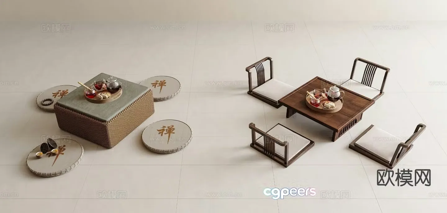New Chinese style tea table tatami tea table 3d model