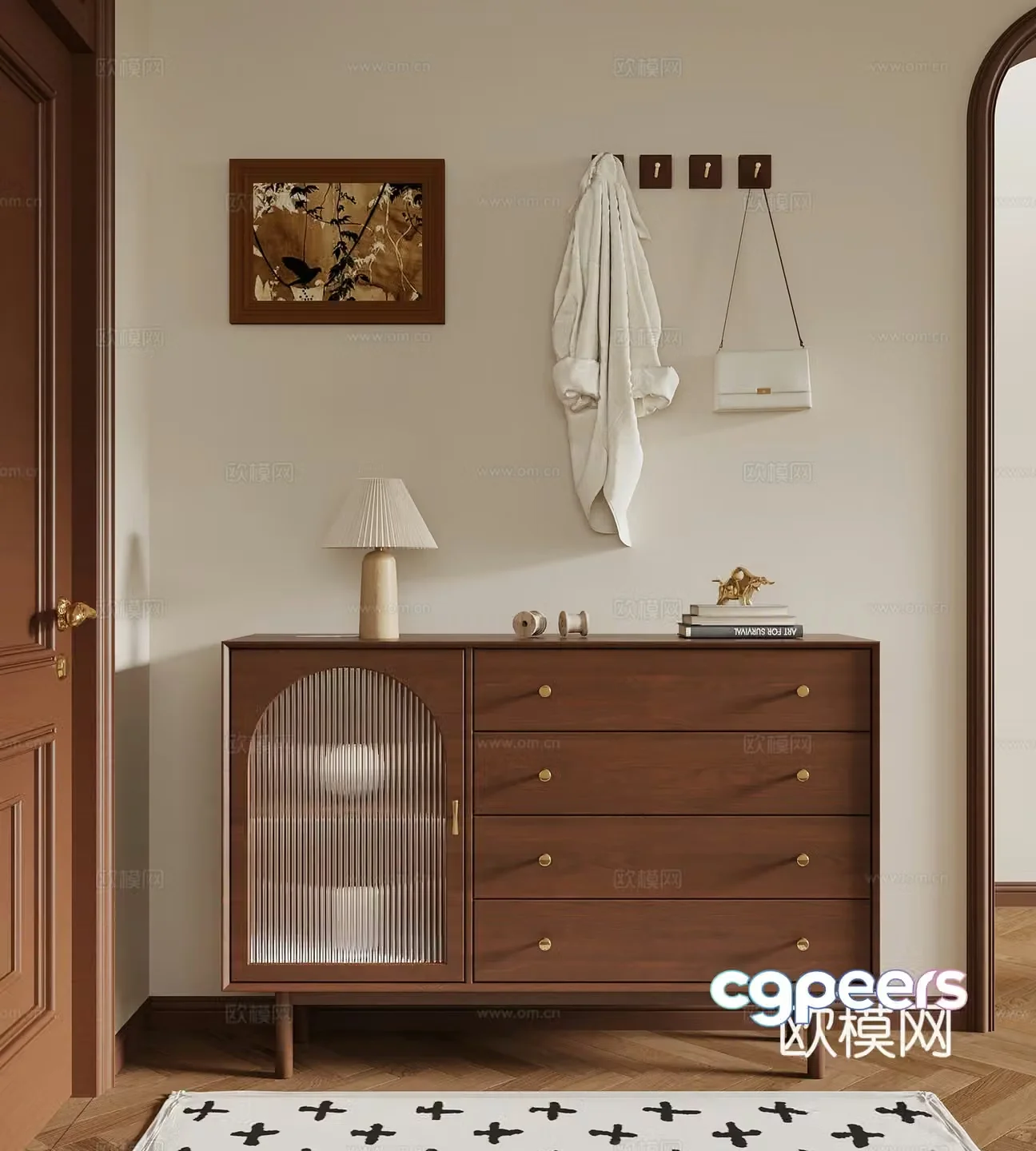 016 Middle-aged style entrance cabinet hanging painting hook 3D model
