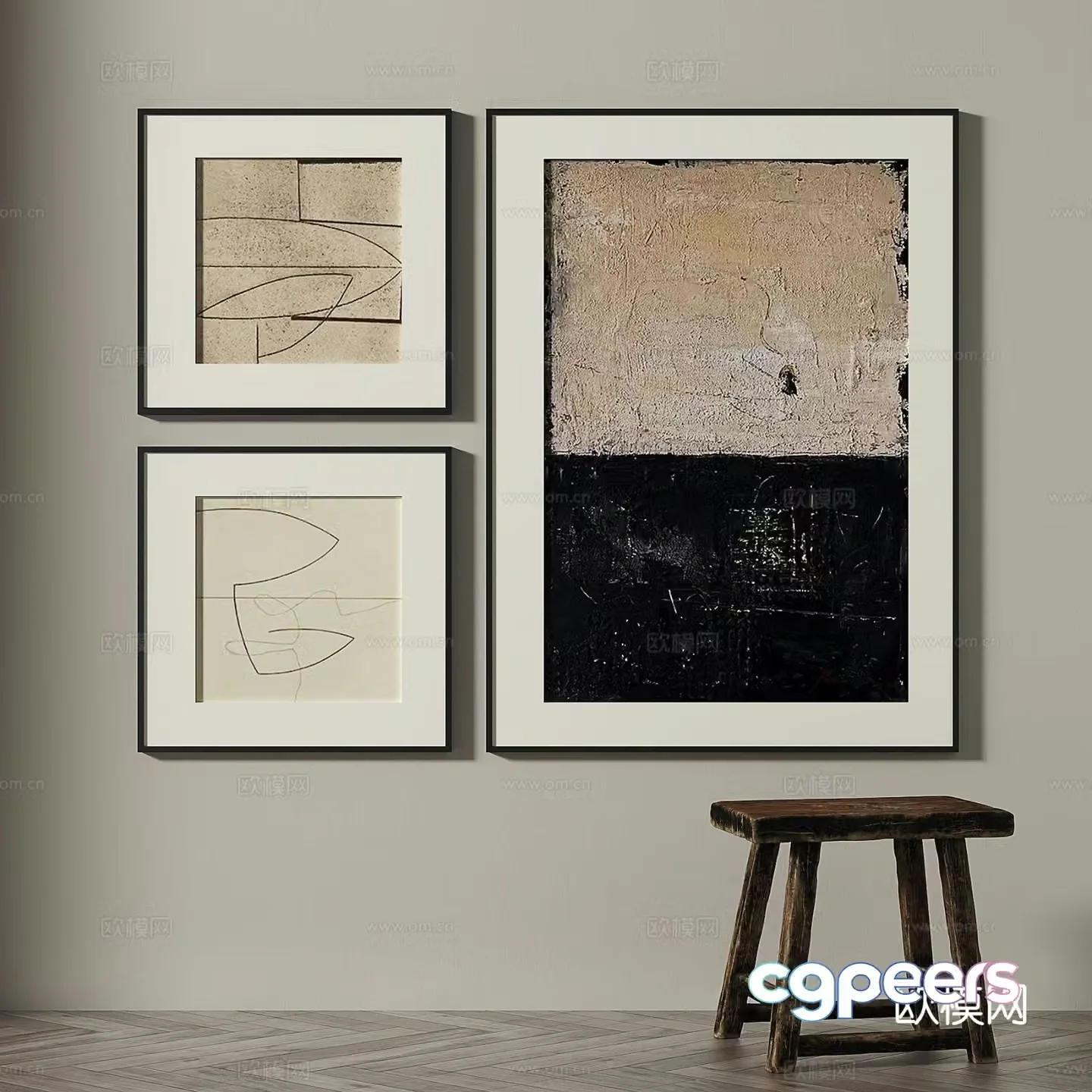 Wabi-sabi art painting decorative painting 3d model