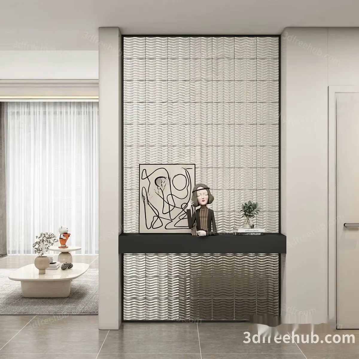 Modern Living Room 3D Model – 1109 – VRAY Render