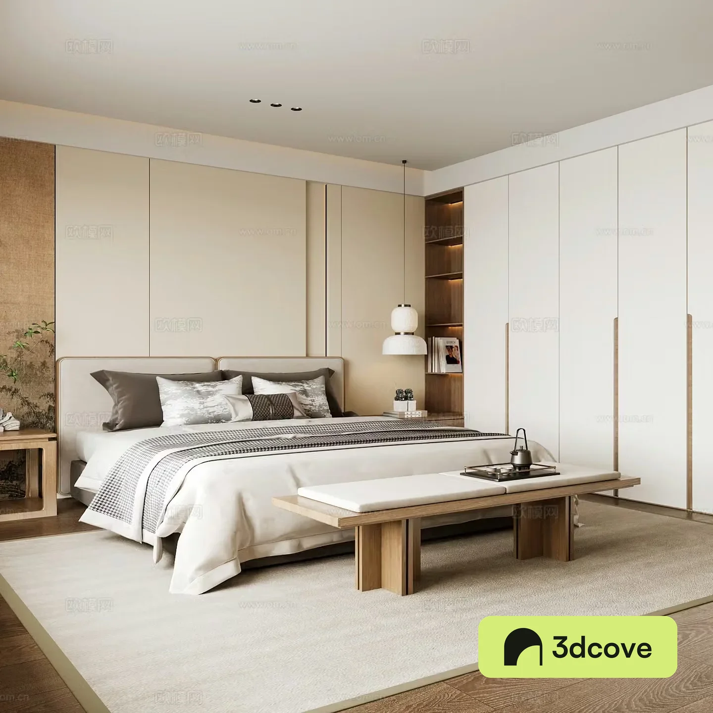 New Chinese style home bedroom Song family aesthetic bedroom Song style bedroom New Chinese style double bed New Chinese