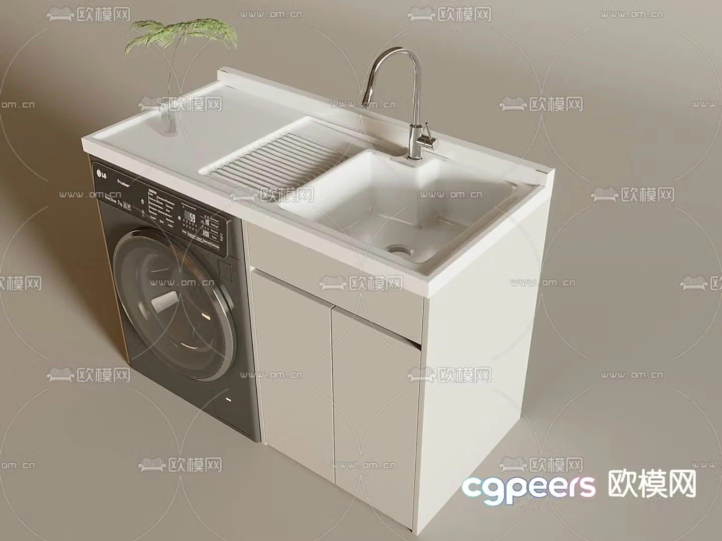 Washing machine cabinet wash basin laundry table 3D model