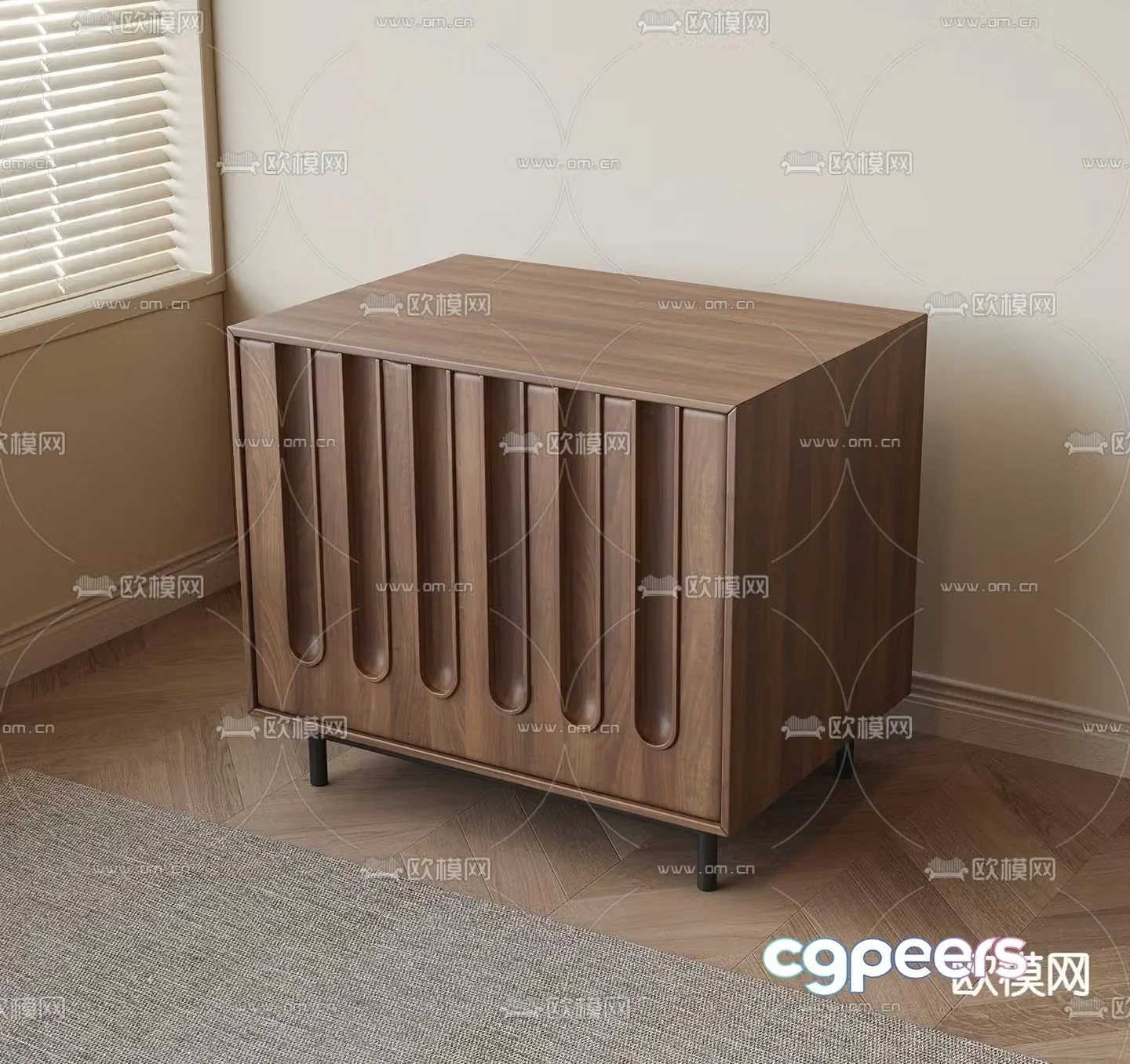 Medieval style bedside table 3d model