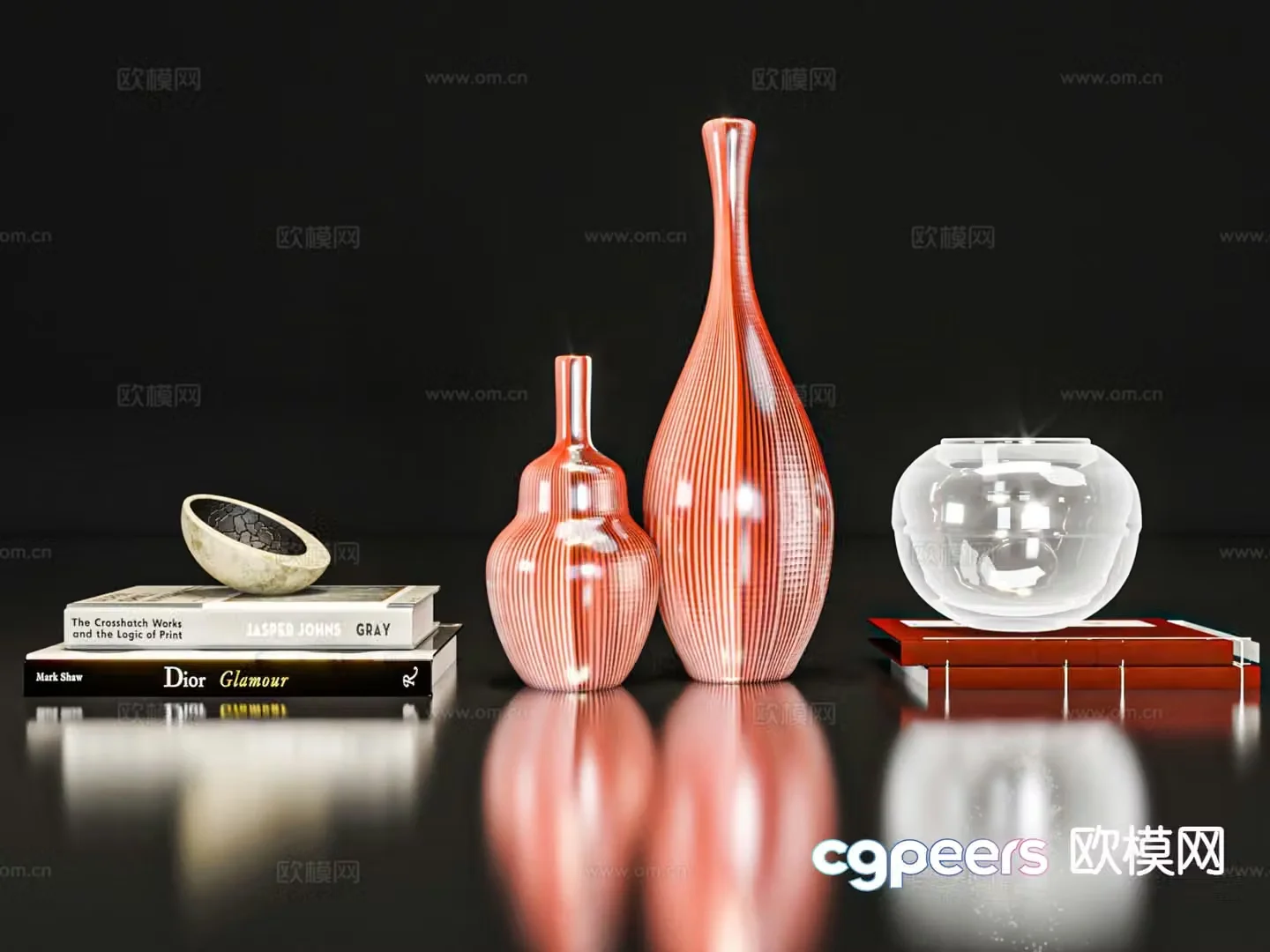 jewelry ornaments porcelain books ornaments 3d model