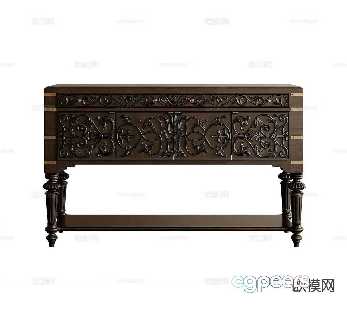 American style end view table 3D model