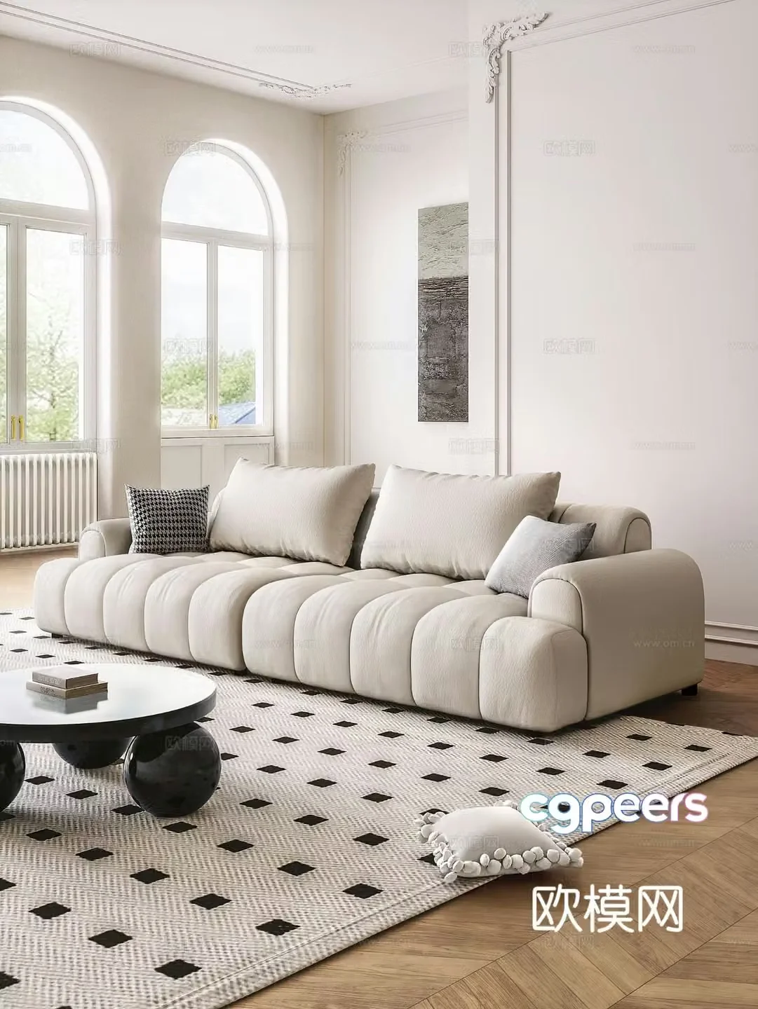 Double sofa upholstered sofa 3d model