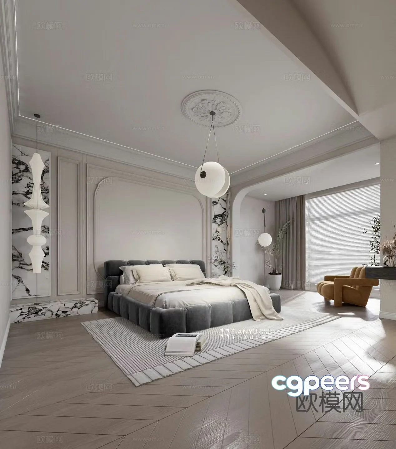French master bedroom 3d model