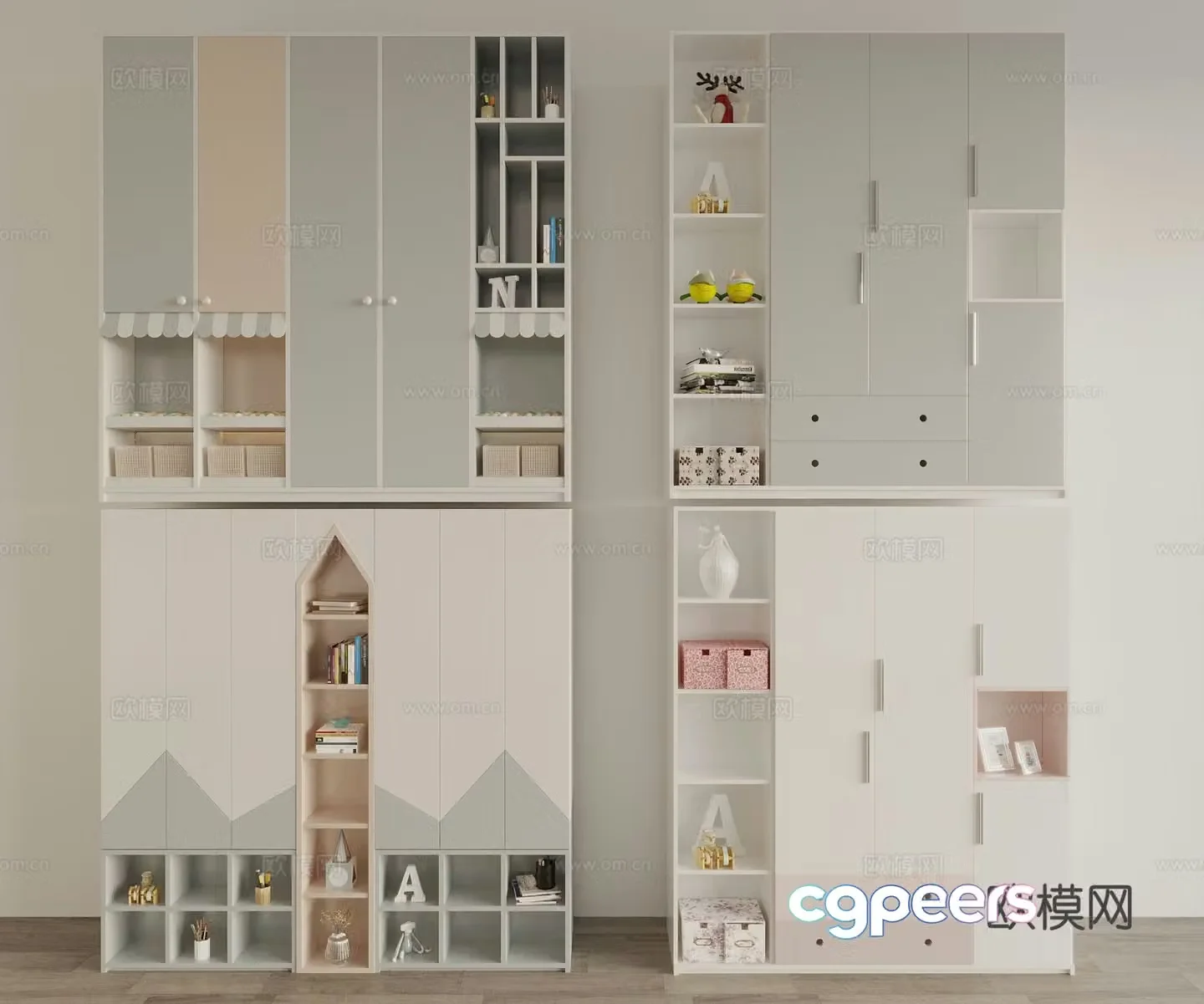 Modern children’s wardrobe toy cabinet 3d model
