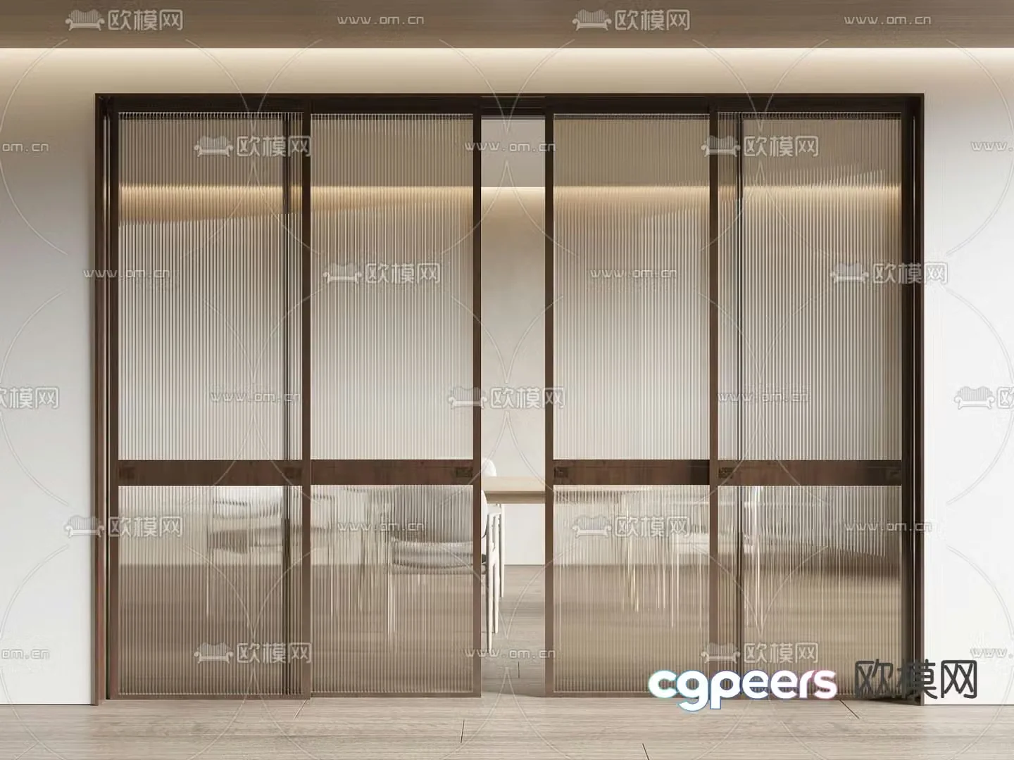 Changhong glass door sliding door kitchen and bathroom door 3d model