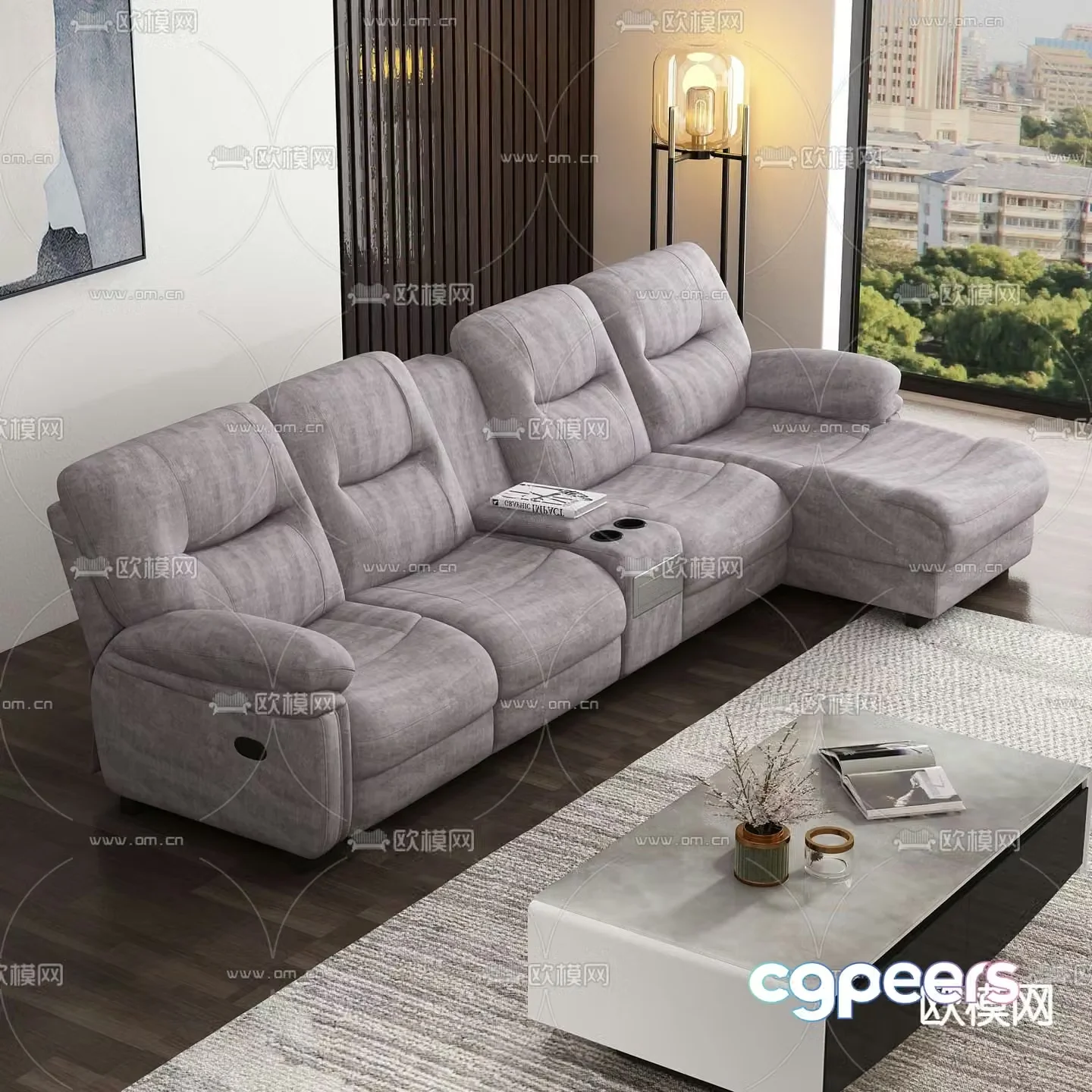 Modern multi-seater sofa 3d model