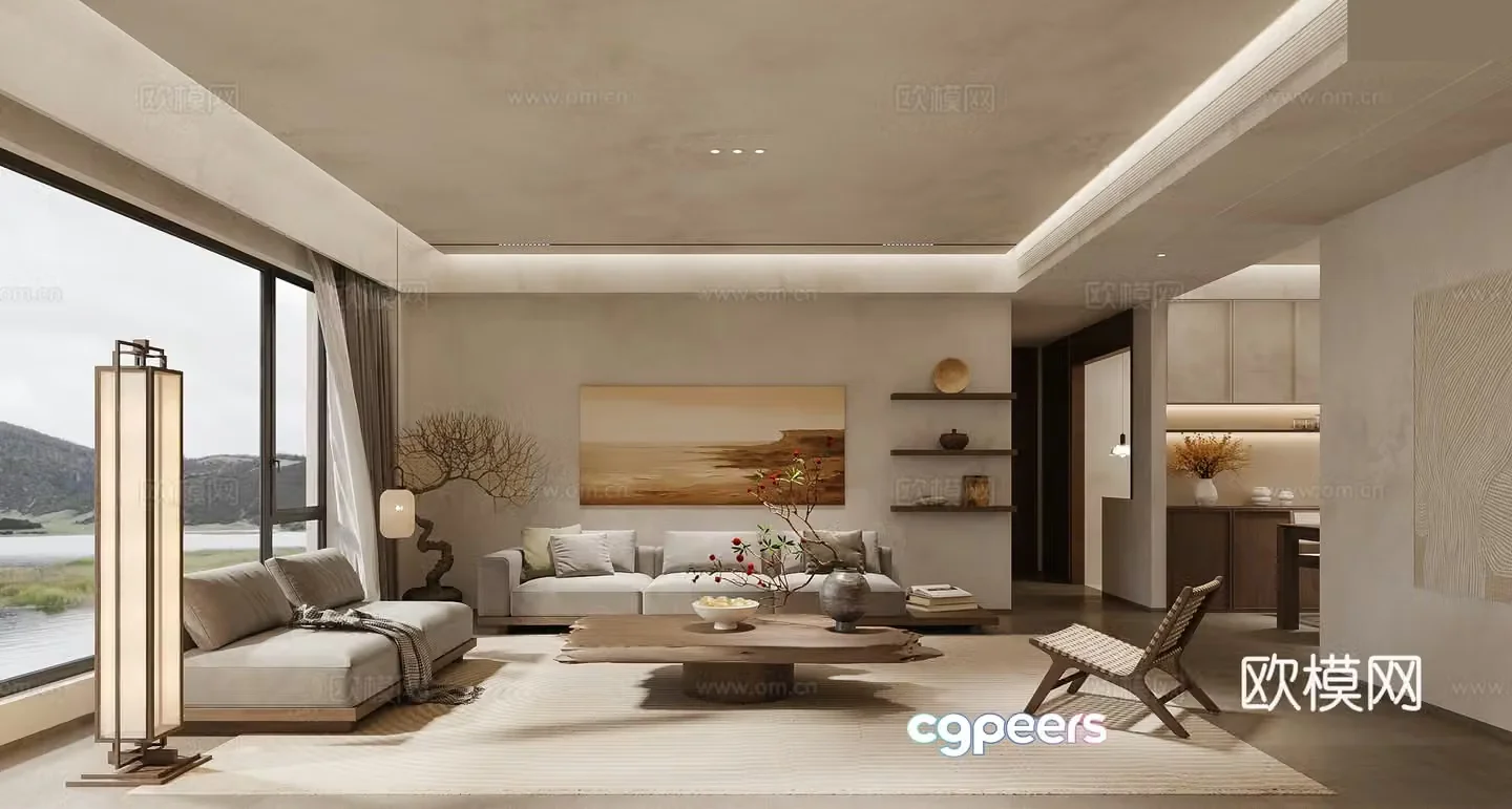 Wabi-sabi living room 3d model