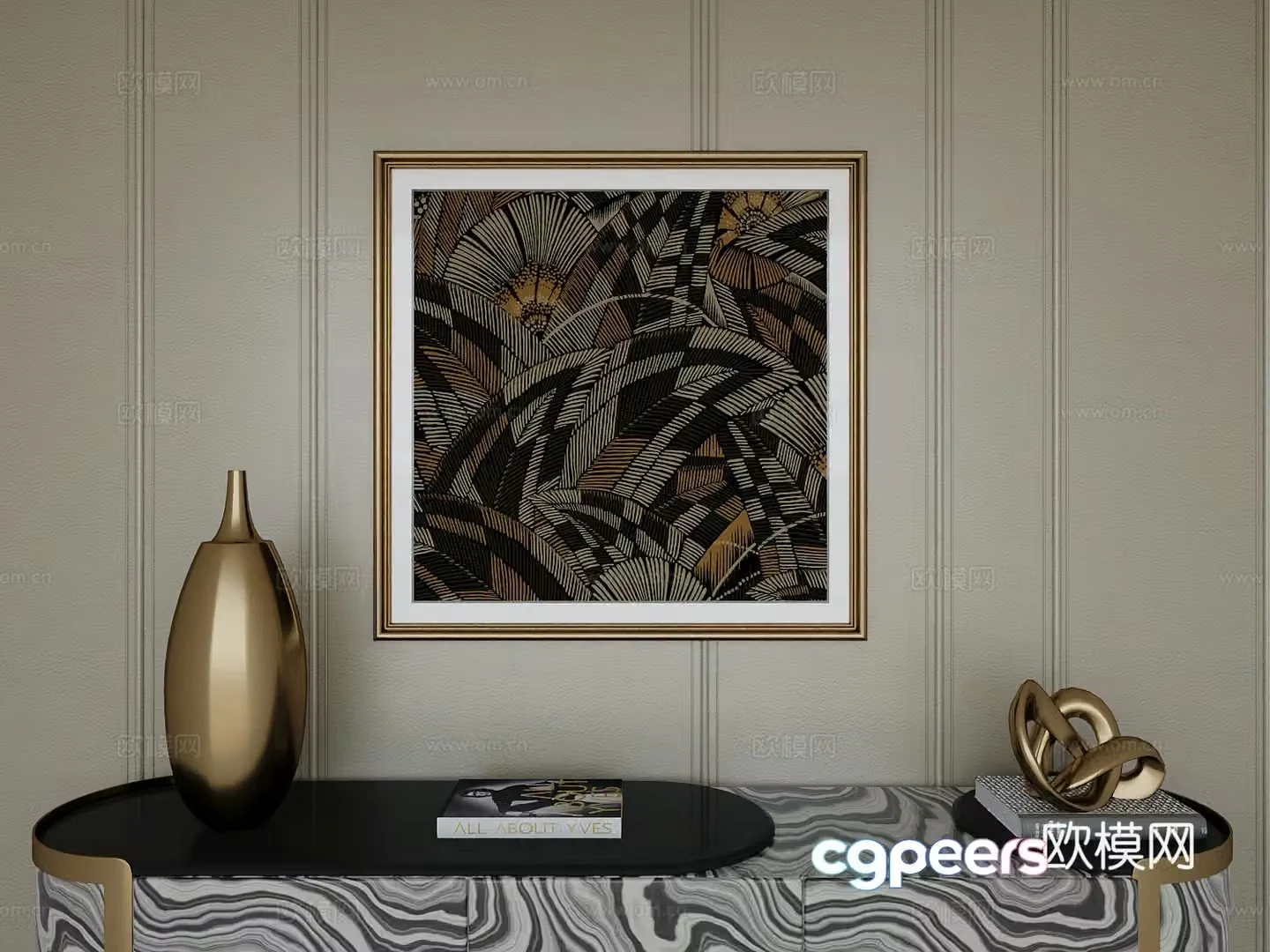 Italian light luxury high-end hanging painting 3D model