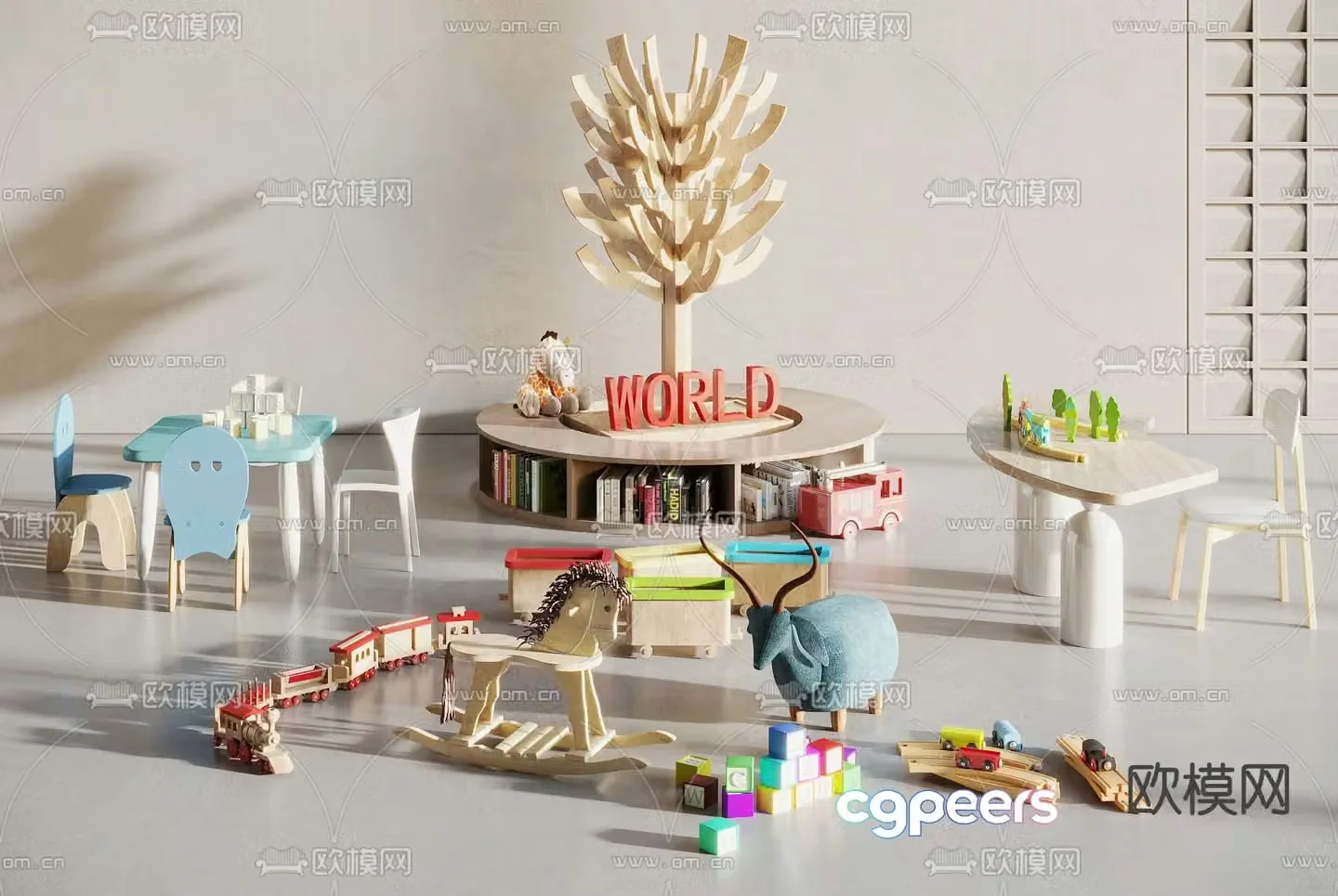Toys children’s tables and chairs books 3d model