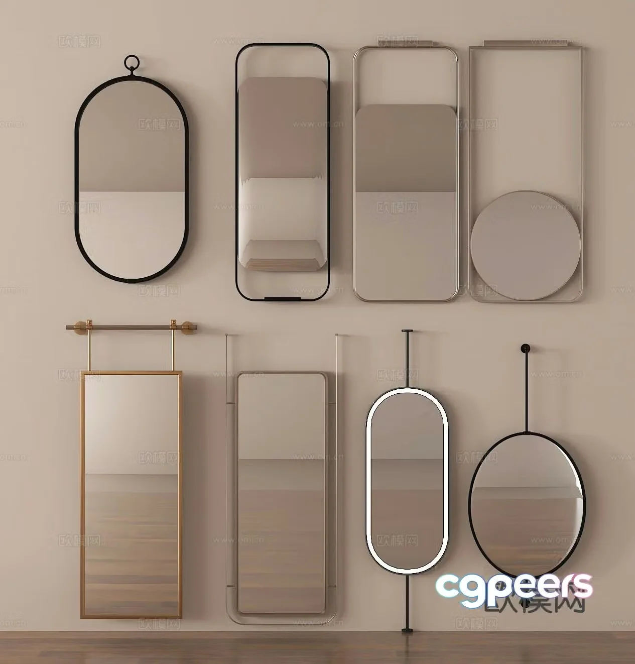 Modern mirror bathroom mirror cosmetic mirror bathroom mirror full body mirror 3d model