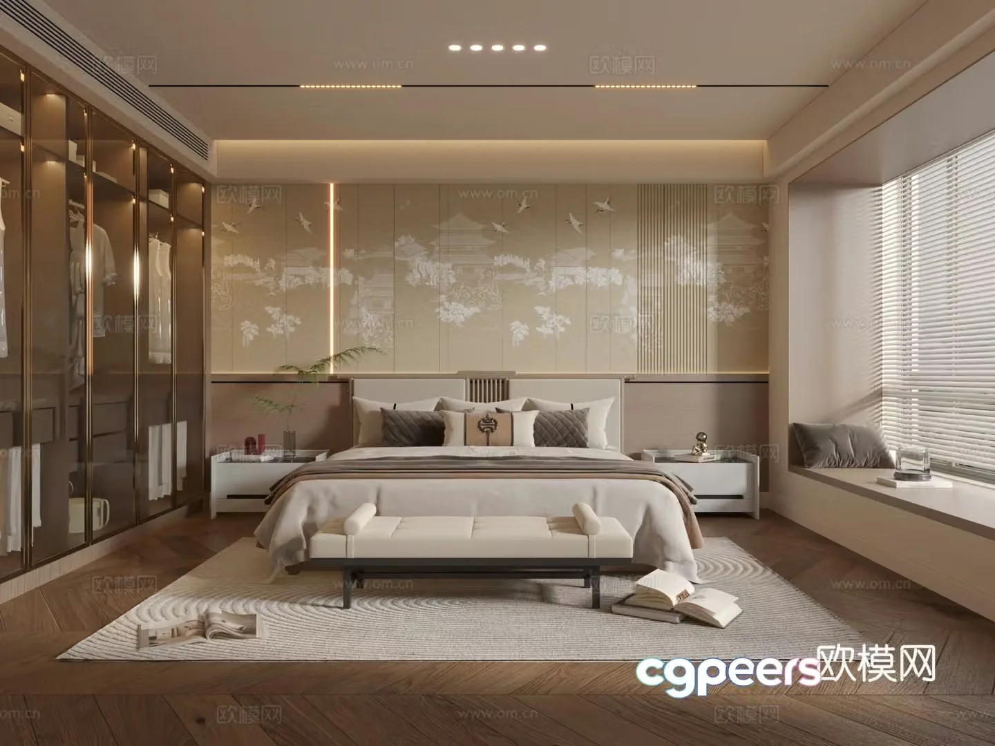 New Chinese bedroom 3D model