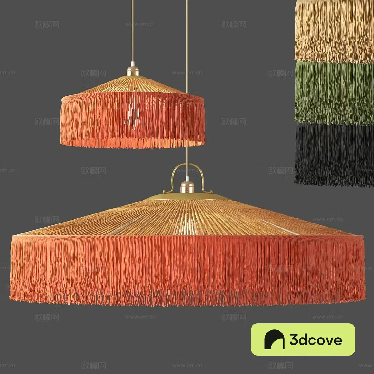 New Chinese style Wasabi woven tassel chandelier 3D model