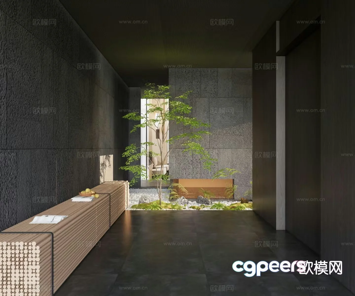 Modern interior landscape sketch 3d model
