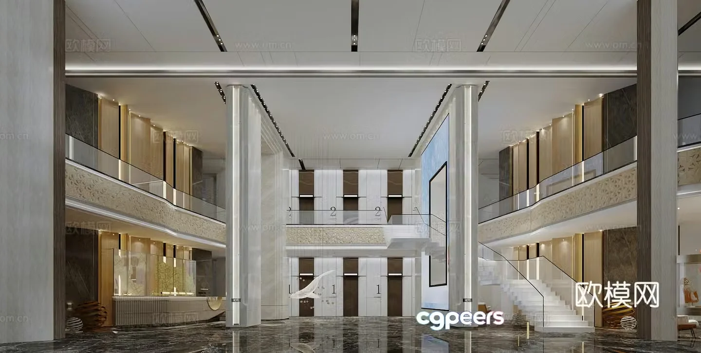 Modern hotel lobby 3d model