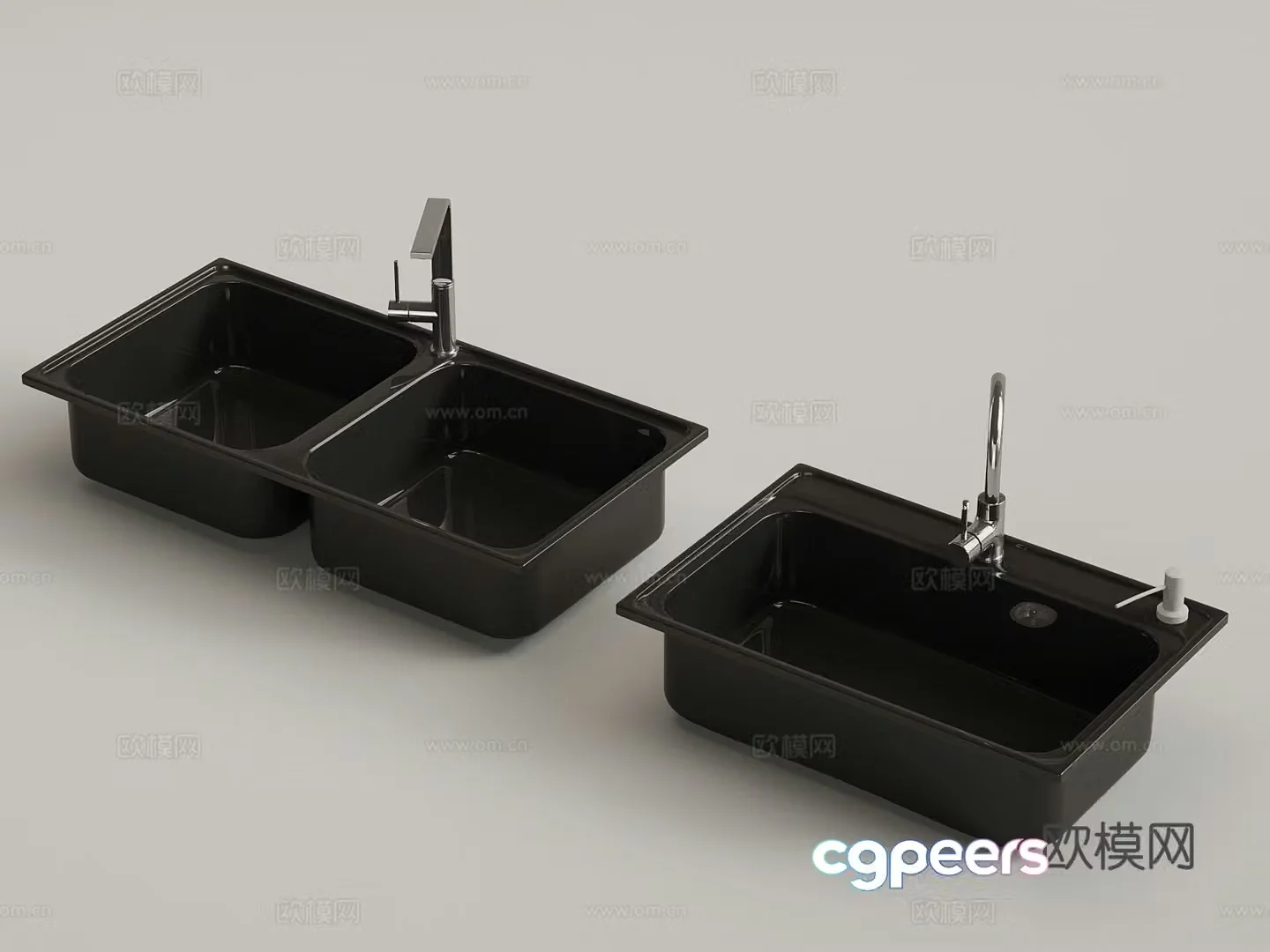 Modern vegetable wash pool large single tank undercounter basin 3D model