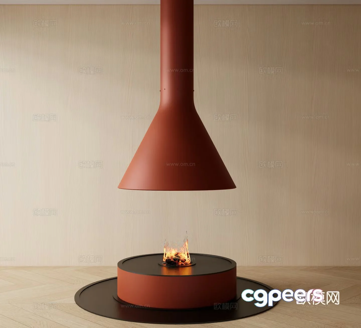 Round fireplace Metal fireplace 3d model