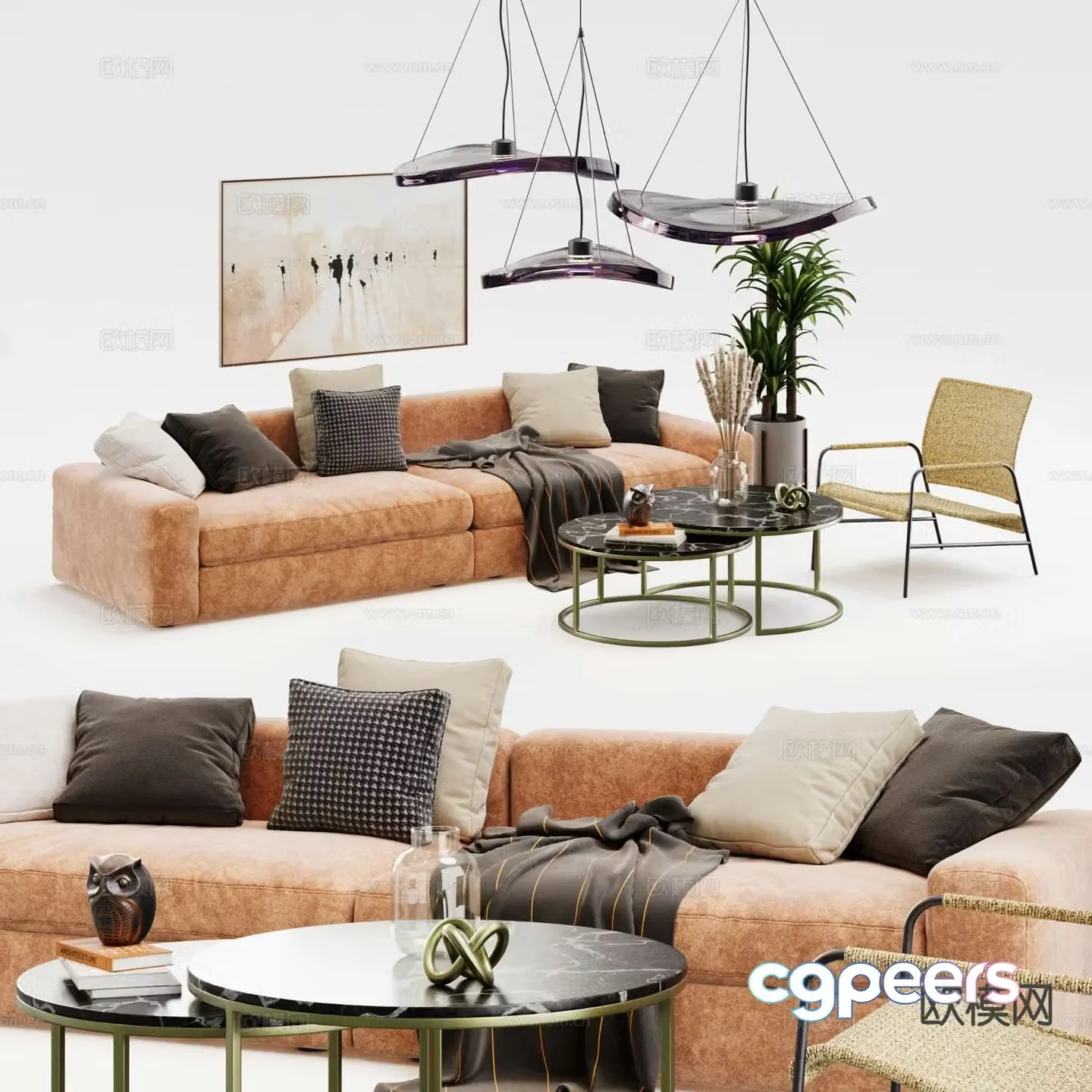 Modern sectional sofa 3d model