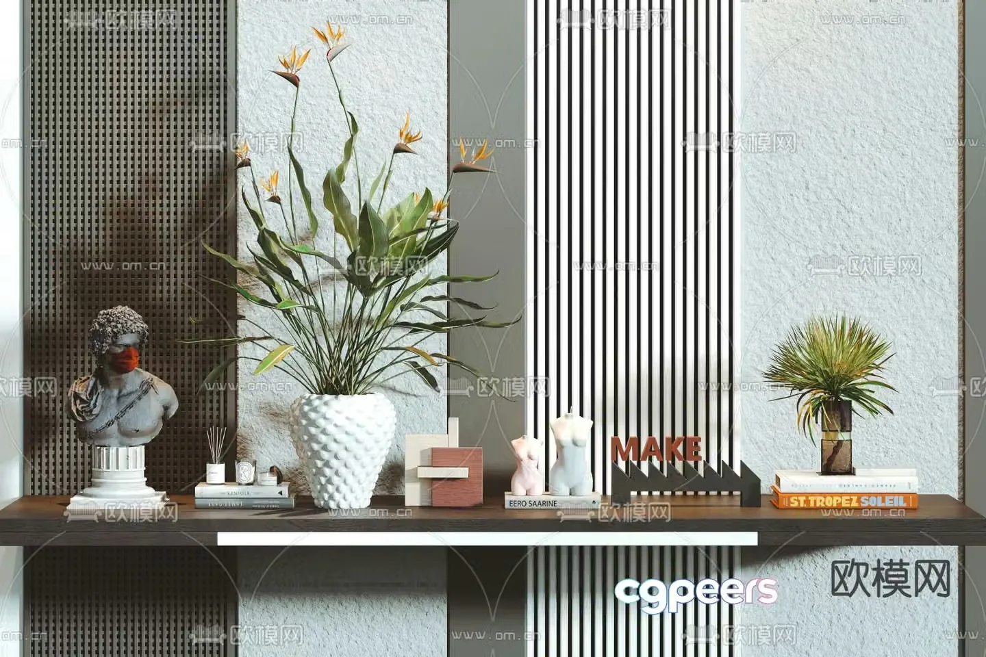 Modern Decorative Shelf 3D Model – 4661 – VRAY Render
