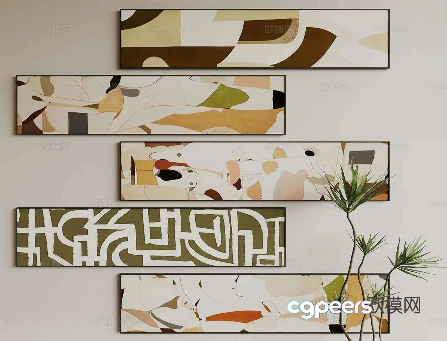 Modern art hanging painting texture painting decorative painting 3D model