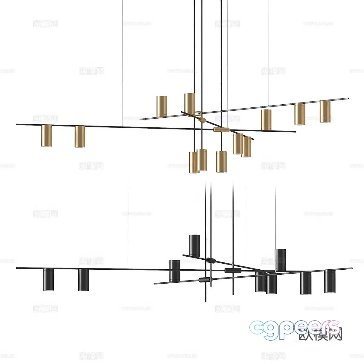 Modern light luxury minimalist decorative chandeliers 3D model