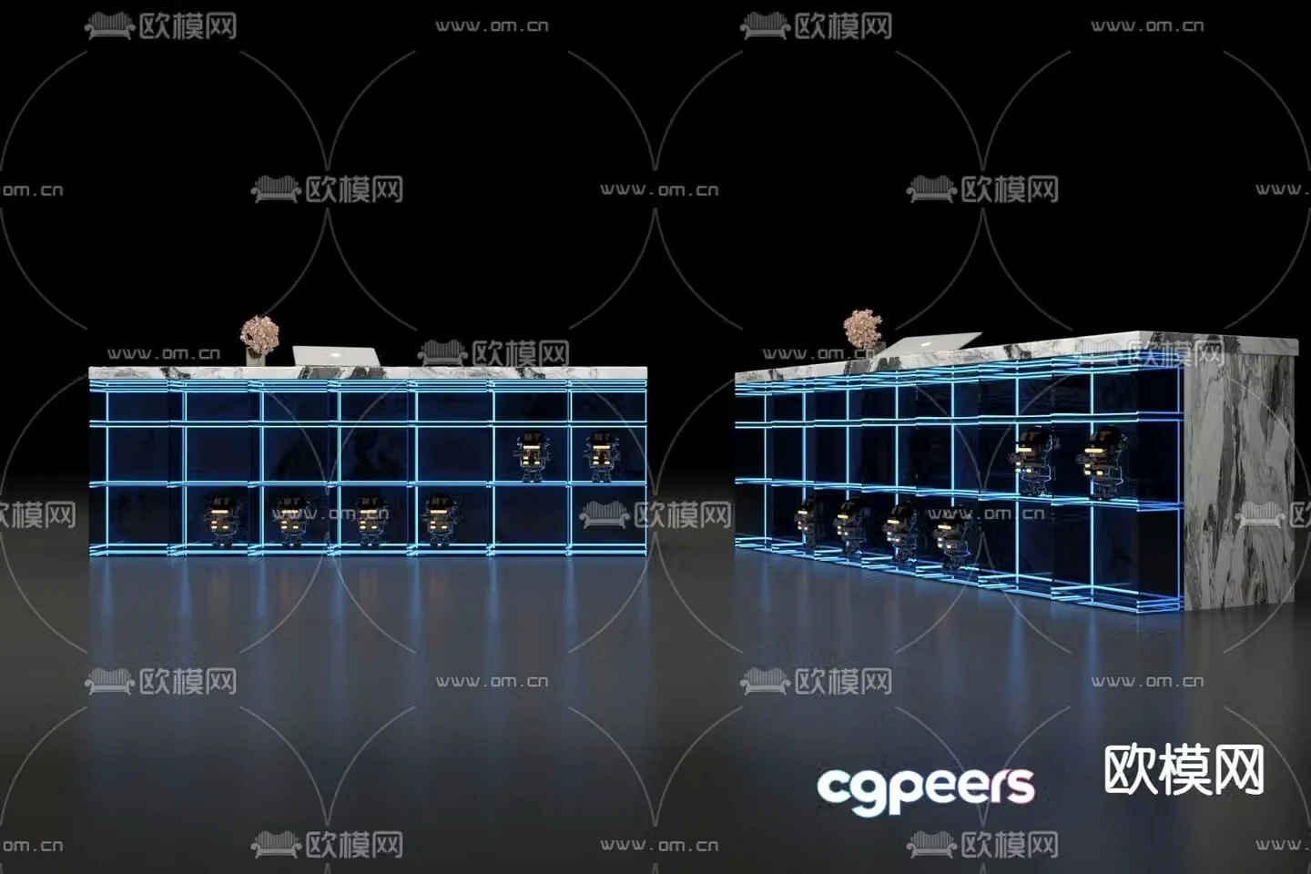 Modern front desk reception desk service desk 3d model